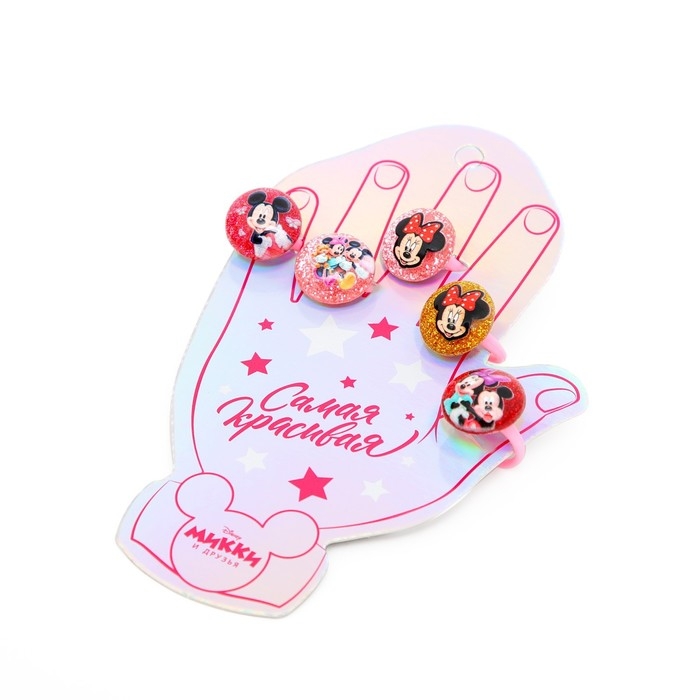 Кольцо, бижутерия, 5 штук, Минни Маус