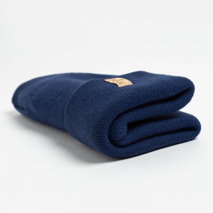 Шапка детская MINAKU с отворотом р-р 52-56, цв.синий Шапка детская MINAKU с отворотом р-р 52-56, цв.синий