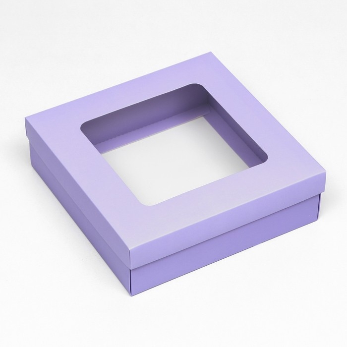 Коробка подарочная складная, упаковка, крышка-дно, сиреневая, с окном 20 х 20 х 6 см Коробка подарочная складная, упаковка, крышка-дно, сиреневая, с окном 20 х 20 х 6 см