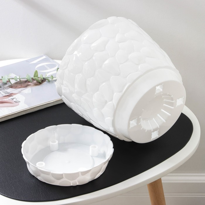 Горшок с поддоном &laquo;Камни&raquo;, 4,8 л, цвет белый