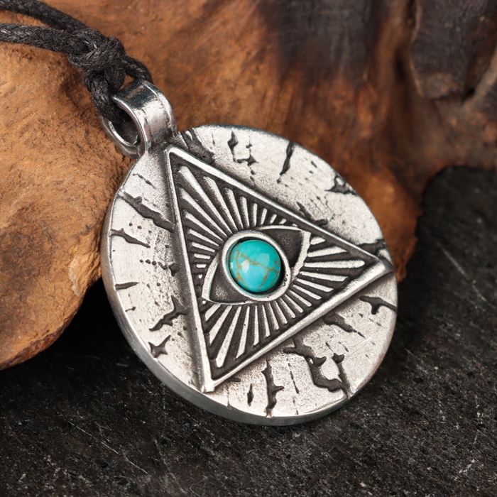 Амулет Амулет "Всевидящее Око" с камнем бирюза, 35х43 мм, металлический