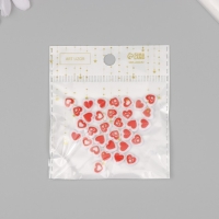 Бусины для творчества пластик "Нарисованное сердце" бело-красные набор 30 шт 0,8х0,4 см