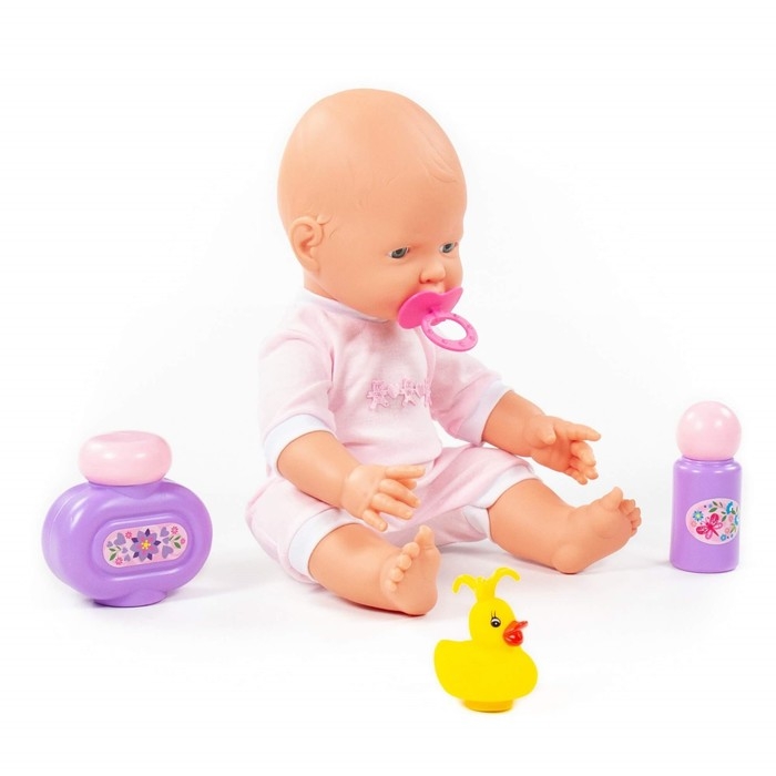 Пупс &laquo;Весёлый&raquo;, 35 см, с соской + набор для купания, 3 элемента