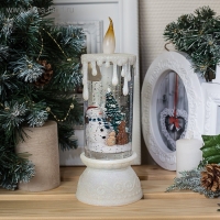 Светодиодная фигура «Свеча со снеговиком» 10 × 26 × 10 см, пластик, блёстки, батарейки ААх3 (не в комплекте), свечение RGB Светодиодная фигура «Свеча со снеговиком» 10 × 26 × 10 см, пластик, блёстки, батарейки ААх3 (не в комплекте), свечение RGB