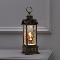 Светодиодная фигура &laquo;Фонарь с Дедом Морозом&raquo; 10 &times; 30 &times; 10 см, пластик, батарейки ААх3 (не в комплекте), USB, свечение тёплое белое