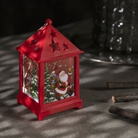 Светодиодная фигура &laquo;Фонарь с Дедом Морозом&raquo; 6 &times; 13 &times; 6 см, пластик, батарейки AG13х3 (в комплекте), свечение тёплое белое