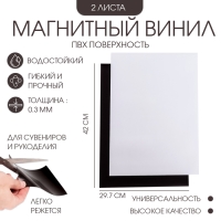 Магнитный винил, с ПВХ поверхностью, А3, 2 шт, толщина 0.3 мм, 42 х 29.7 см, белый Магнитный винил, с ПВХ поверхностью, А3, 2 шт, толщина 0.3 мм, 42 х 29.7 см, белый