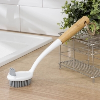 Щётка для посуды Доляна Meli, бамбуковая ручка, двухсторонняя, ворс TPR 1,8 см, 5&times;26,5 см