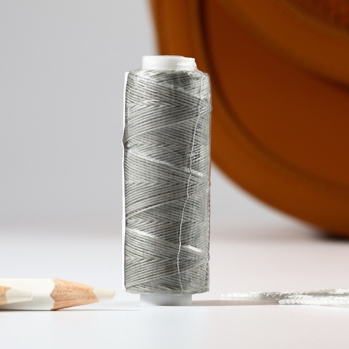 Нитки вощёные, круглые, 300D/3, 0,35 мм, 60 &plusmn; 2 м, цвет серый