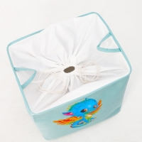 Корзина для хранения игрушкек с затяжкой на веревке, 40 х 50 х 48 см, голубая