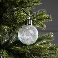 Елочный шар &laquo;Морозный узор&raquo; d=8 cм, 1 LED, LR44x3 (в комплекте), свечение тёплое белое