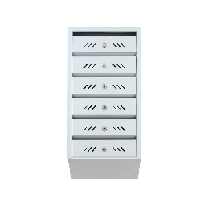 Ящик почтовый многосекционный, 6 секций, с задней стенкой, серый, дверка МИКС