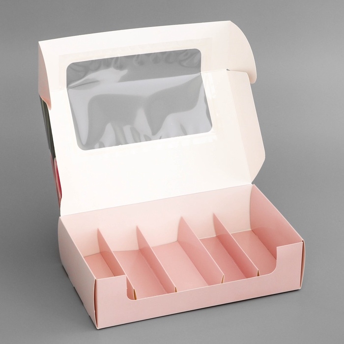 Коробка под 5 эклеров , кондитерская упаковка Коробка под 5 эклеров , кондитерская упаковка "Счастливых моментов", 25,2 х 15 х 6,6 см