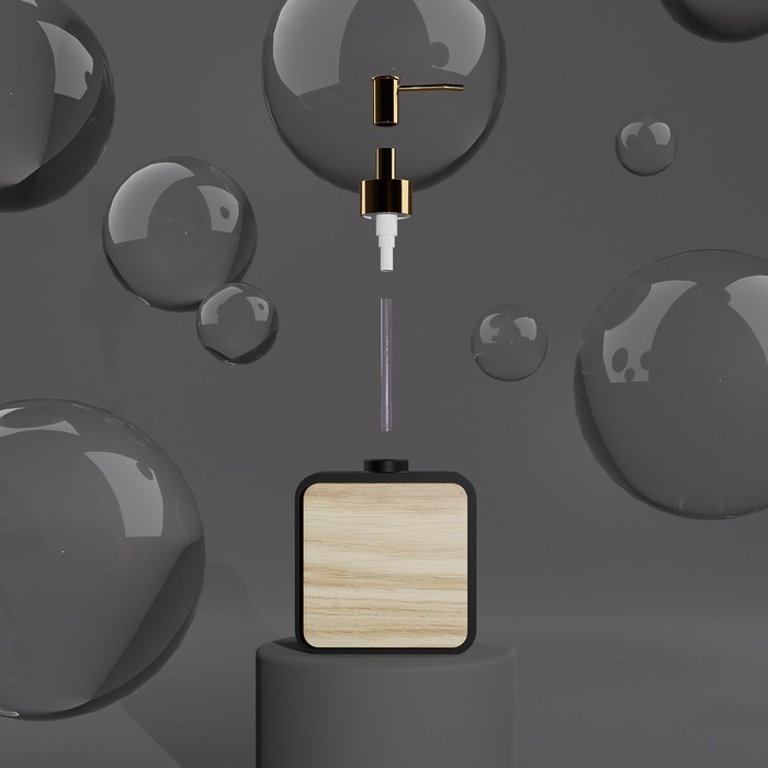 Набор аксессуаров для ванной комнаты &laquo;Агат&raquo;, 4 предмета (дозатор, мыльница, 2 стакана), цвет чёрный