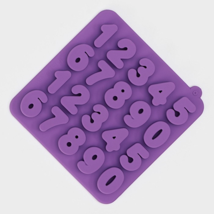 Форма для кондитерских украшений Доляна &laquo;Цифры&raquo;, силикон, 16&times;16&times;2 см, 20 ячеек (2,9&times;2,2 см), цвет МИКС