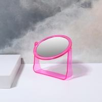 Зеркало настольное &laquo;Круг&raquo;, двустороннее, с увеличением, d зеркальной поверхности 11 см, цвет розовый