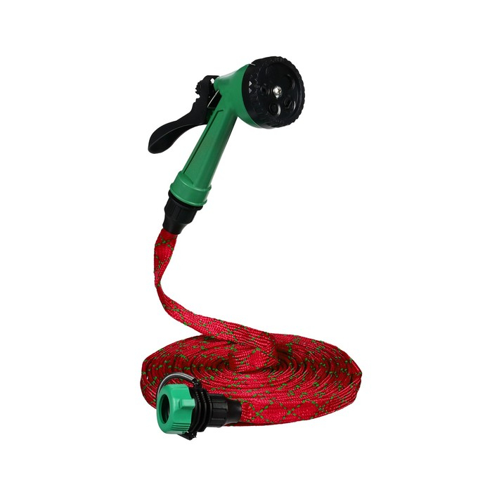 Шланг поливочный резиновый, 12 мм (1/2 Шланг поливочный резиновый, 12 мм (1/2"), 15 м, в текстильной оплётке, с поливочным пистолетом, цвет МИКС, Greengo