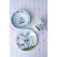 Набор детской посуды из керамики Доляна &laquo;Крош&raquo;, 3 предмета: кружка 230 мл, миска 400 мл, тарелка d=18 см