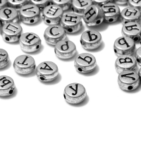 Бусина из акрила &laquo;Буквы русские&raquo; МИКС, 7&times;4 мм, (набор 10 г), цвет серебро