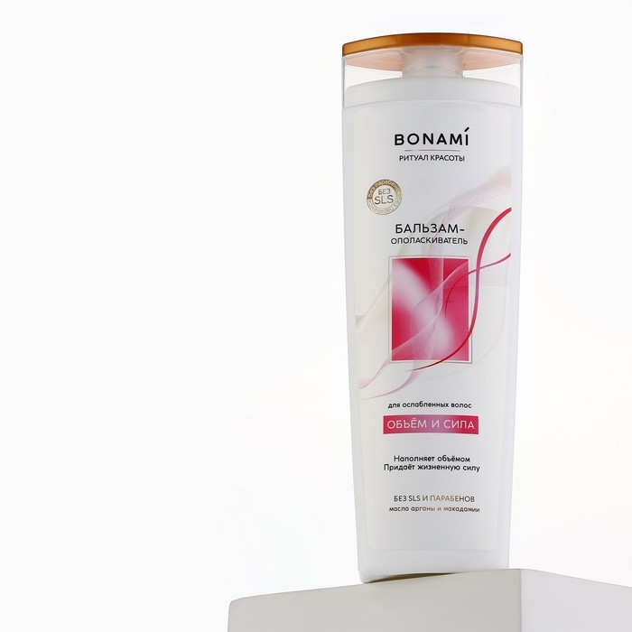 Бальзам для ослабленных волос с маслом арганы и макадамии, объём и сила, 400 мл, BONAMI