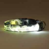 Ошейник с подсветкой Милитари 3 режима свечения размер XL, ОШ 60-70 х 2,5 см серый Ошейник с подсветкой Милитари 3 режима свечения размер XL, ОШ 60-70 х 2,5 см серый
