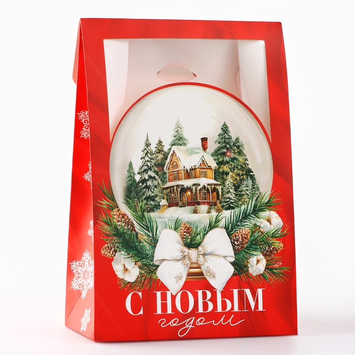 Коробка подарочная новогодняя складная &laquo;Снежный шар&raquo;, 15 х 7 х 22 см, Новый год
