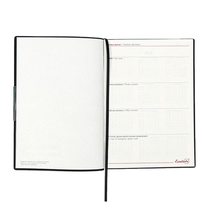 Еженедельник датир 2025г мягк обл иск кож А6+ 80л ESCALADA, тис ф, кр бл 70 г/м&sup2;, чёрный