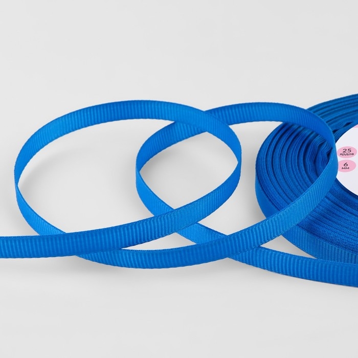 Лента репсовая, 6 мм, 23 &plusmn; 1 м, цвет синий №40