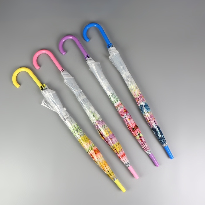 Зонт - трость полуавтоматический &laquo;Цветы&raquo;, 8 спиц, R = 40/58 см, D = 116 см, цвет МИКС