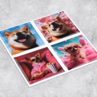 Объёмные 3D стикеры на телефон &laquo;Пёсики&raquo;, 4 шт, 3 х 3 см