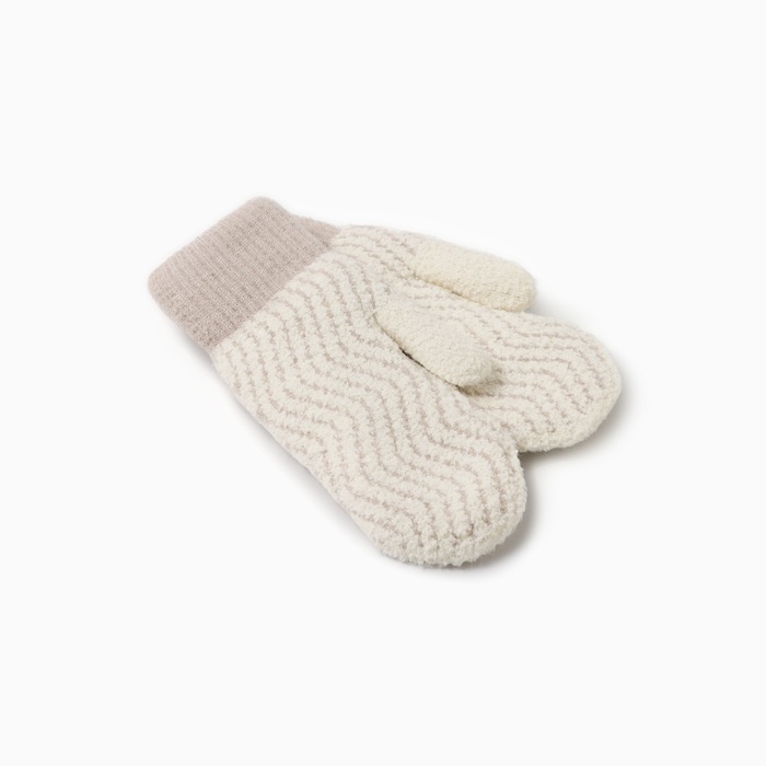 Варежки женские MINAKU, цвет молочный, 24 см Варежки женские MINAKU, цвет молочный, 24 см