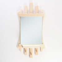 Зеркало "Резное Лесенка" с полкой 3 крючка, 75&times;40 см