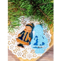 Форма для печенья &laquo;Снегурочка&raquo;, вырубка, штамп, 10,5&times;6 см, цвет голубой