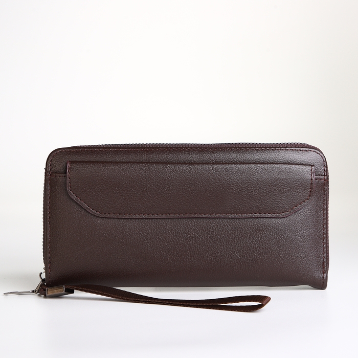 Портмоне-клатч мужской на молнии, цвет коричневый Портмоне-клатч мужской на молнии, цвет коричневый