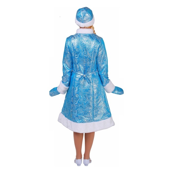 Карнавальный костюм &laquo;Снегурочка из парчи&raquo;, голубая шубка, шапочка, рукавички, р. 48