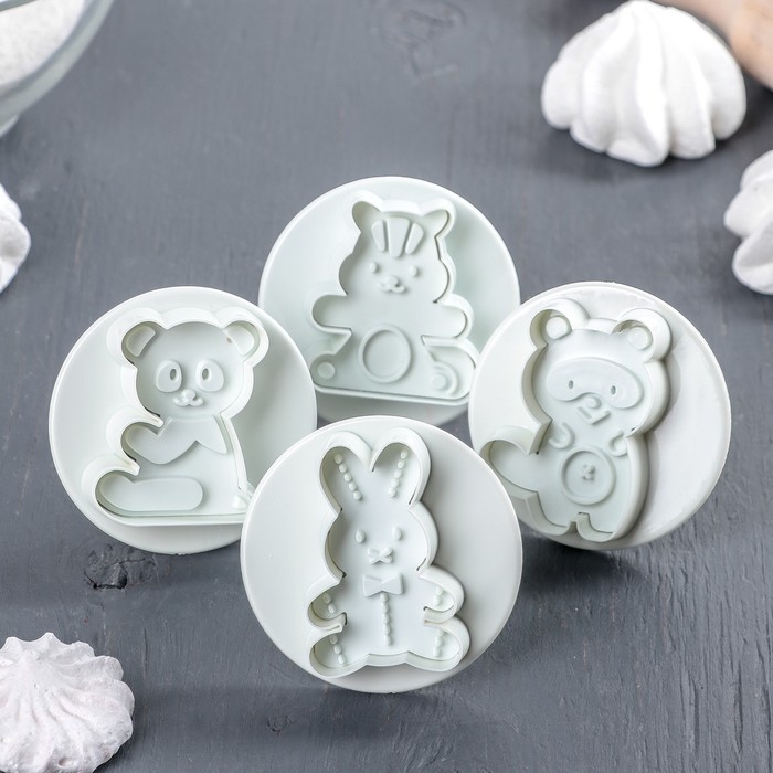 Набор плунжеров кондитерских Доляна &laquo;Мягкая игрушка&raquo;, 4 шт, цвет МИКС