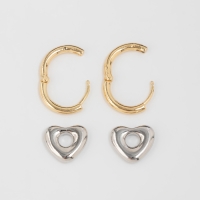 Серьги со съёмным элементом &laquo;Трансформер&raquo; сердце, цвет золото с серебром