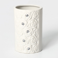 Набор аксессуаров для ванной комнаты Доляна &laquo;Барельеф&raquo;, 4 предмета (дозатор 280 мл, мыльница, 2 стакана), цвет бежевый