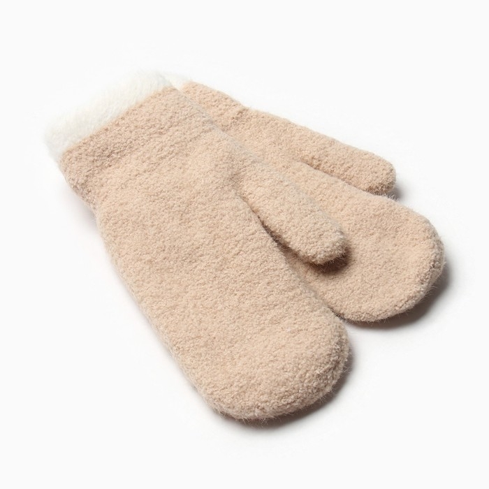 Варежки женские на иск.меху MINAKU опушка 22 см бежевый Варежки женские на иск.меху MINAKU опушка 22 см бежевый