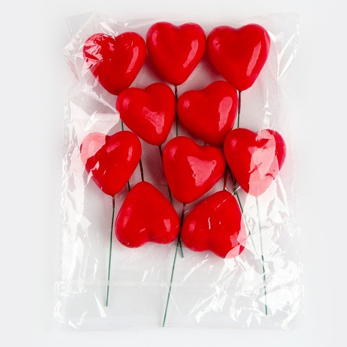 Набор топперов на проволоке &laquo;Сердце&raquo;, набор 10 шт., размер 1 шт. &mdash; 4 &times; 2,5 &times; 10 см