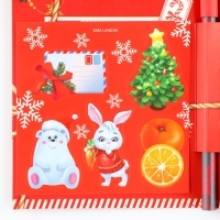 Подарочный набор новогодний &laquo;Северная почта&raquo;, блок бумаги 30 л, ручка синяя паста 1.0 мм и 5 шт наклеек