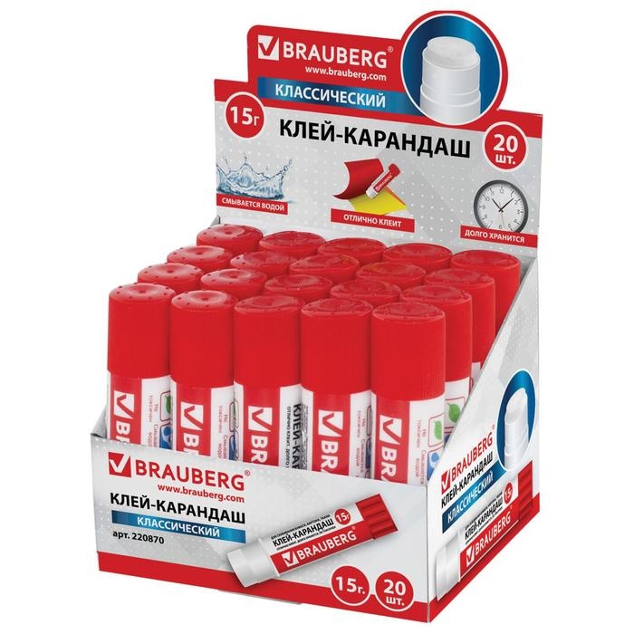 Клeй-карандаш ПВП 15 г BRAUBERG