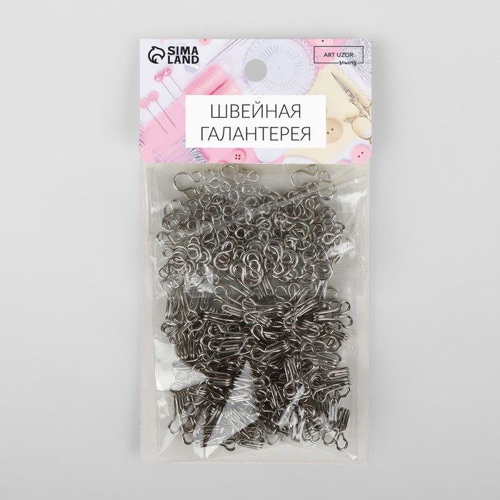 Крючок пришивной №3, 19 &times; 9 мм, 100 шт, цвет серебряный