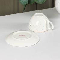 Чайная пара фарфоровая Доляна &laquo;Млечный путь&raquo;, 2 предмета: чашка 220 мл, блюдце d=13,5 см, цвет белый в крапинку