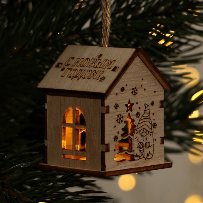 Ёлочная игрушка новогодняя  &laquo;Новый год: С Новым годом&raquo;,   6 х 4,5 см