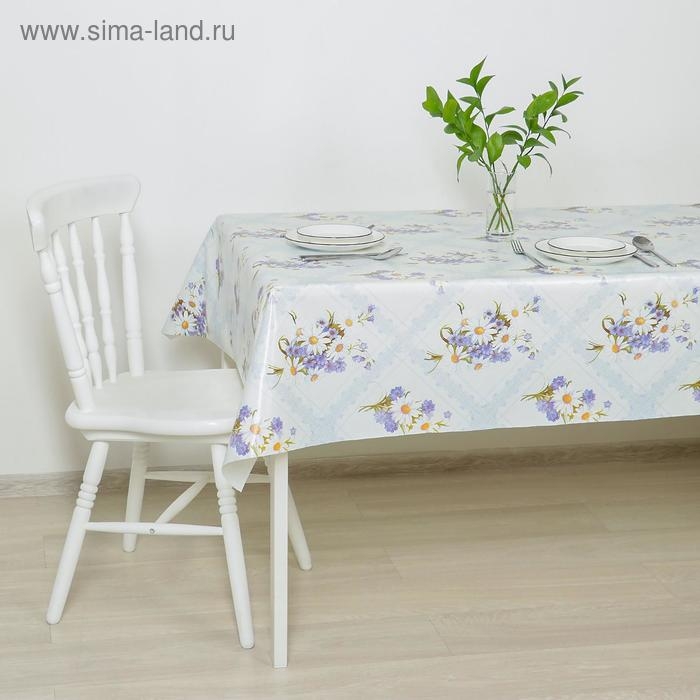 Клеенка столовая на нетканой основе «Букет ромашек», ширина 125 см, рулон 25 м, цвет голубой Клеенка столовая на нетканой основе «Букет ромашек», ширина 125 см, рулон 25 м, цвет голубой