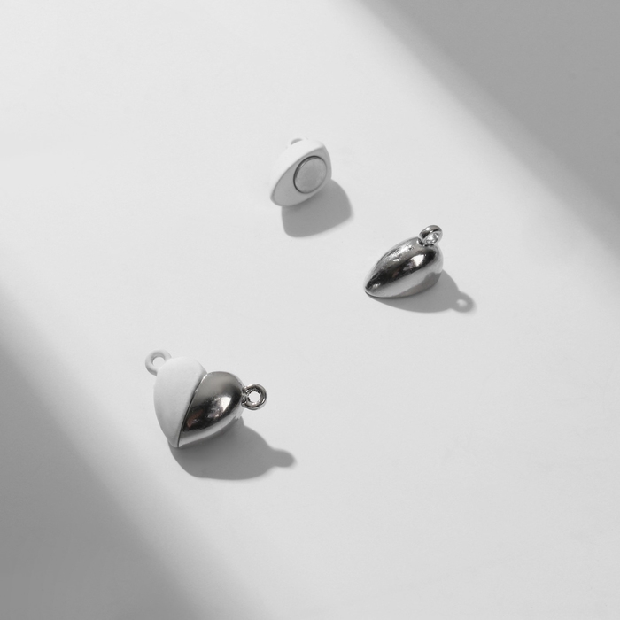 Замок магнитный «Сердечко» (набор 2 шт.), цвет серебристо-белый Замок магнитный «Сердечко» (набор 2 шт.), цвет серебристо-белый