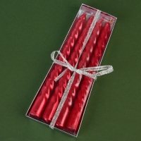 Новогодние свечи витые &laquo;Новый год: Счастья в Новом году&raquo;, без аромата, набор 4 шт, высота 15 см