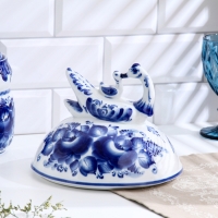 Блинница "Уточка", d-24см, h-20,5см, гжель, 1 сорт