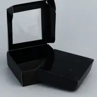 Коробка для бижутерии с PVC окном 8&times;8&times;3 см, чёрный